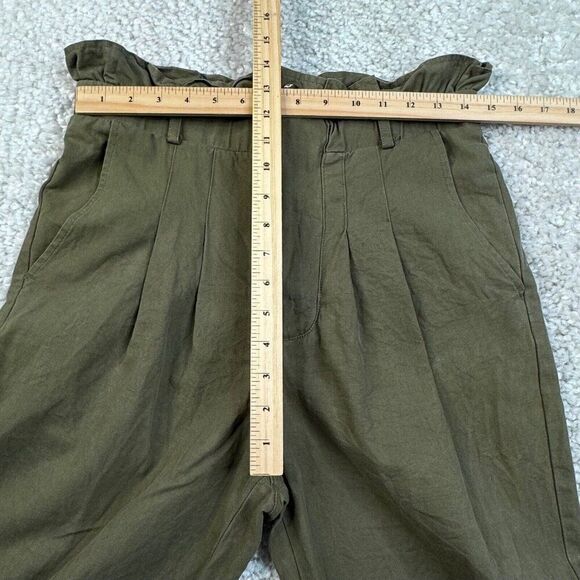 Anthropologie Avec Les Filles Paperbag Ankle Pants Olive Green NO BELT - Picture 7 of 8